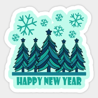 Happy New Year 2024 Tree Snowflakes Sticker